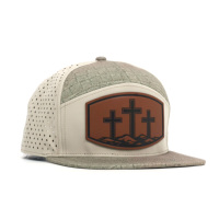 Casquette en cuir imperméable à 5 panneaux avec logo personnalisé et cordon, gravée au laser