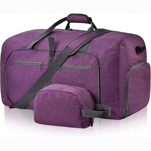 Échantillon gratuit : Sac de sport unisexe avec fermeture éclair, sac de voyage, sac de sport pliable et extensible avec compartiment à chaussures - Product Image 2