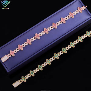 Pulsera de hoja de trébol en varios colores con diamantes de moissanita VVS, chapada en oro sobre plata de ley 925, pasa el probador de diamantes, certificado GRA. - Product Image 4