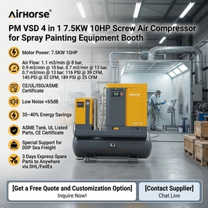 Compresor de Aire de Tornillo Airhorse 7.5KW 10HP 8 bar PM VSD 4 en 1, 39 CFM 116 PSI, Tanque de 300L, CE ASME, <span class=keywords><strong>para</strong></span> Cabina de Pintura en <span class=keywords><strong>Aerosol</strong></span> - Product Image 1