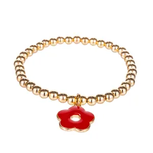 New hot fashion new trend popular spring flower charm CCB stretch bracelet for women