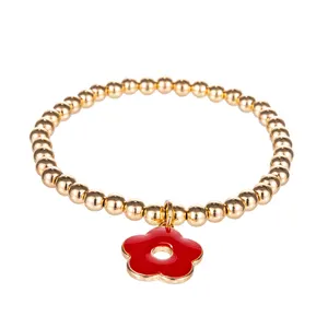 Pulsera elástica CCB para mujer, abalorio de flor popular, nueva tendencia