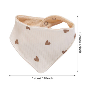 Baberos ajustables de algodón de doble capa para bebé de 0 a 12 meses, botón de impresión acanalado, toalla absorbente duradera para bebé, venta al por mayor - Product Image 3