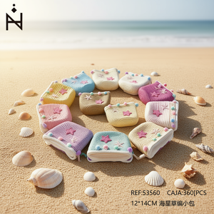 Borsa in paglia intrecciata a forma di stella marina 12x14 cm, mini borsa a tracolla per bambini e donne - Product Image 3