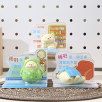 Figurine en résine Little Bear Blind Box avec fond de scène en acrylique, ours de dessin animé Kawaii, collection de loisirs, jouet, ornement de bureau, cadeaux