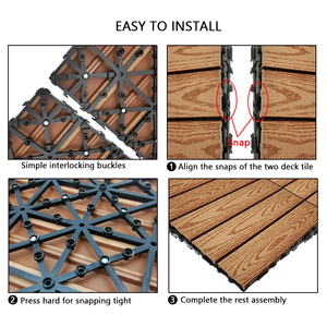 Baldosas de terraza entrelazadas de WPC impermeables de alta calidad, baldosas de compuesto de madera y plástico para exteriores con grano de madera 3D - Product Image 3
