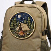 Patch brodé personnalisé pour tente de camping, thermocollant sur toile, pour jeans et autres surfaces en toile