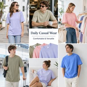 230GSM Cotton Drop Shoulder T-<b>Shirt</b> Oversized Relaxed Fit Crew Neck Casual Unisex Blank OEM - Product Image 3