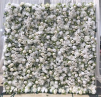 Mur de fleurs artificielles en pivoines blanches élégantes de 8 x 8 pieds, de haute qualité, toile de fond florale en soie de 8 x 8 pieds, décoration de mariage