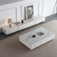 Ensemble de meubles de luxe nordiques, meuble TV et table basse, design avec grand rangement, support TV