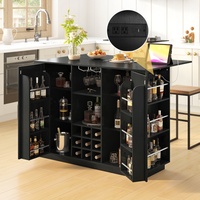 Meuble de bar moderne en U de 47,2 pouces avec plateau pliable et prise électrique pour salle à manger
