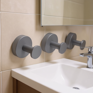 Ganchos para Toallas Color Gris Metálico, Paquete de 4, con Base para Colgar en la Pared, Tornillos para Colgar Abrigos, Zapatos, en el Armario, Baño, Dormitorio, Modelo Robe Hooks - Product Image 2