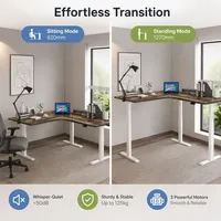 Bureau debout électrique ergonomique en L à trois moteurs, haute stabilité, avec moteur dissimulé, réglable en hauteur pour coin de bureau