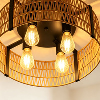 Luminaire de plafond moderne et décontracté en rotin, forme de tambour, avec texture tressée en corde de papier, pour appartement