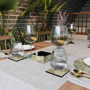 Elegant <b>Set</b> of 6 Square Bamboo Coffee <b>Coasters</b> <b>with</b> <b>Holder</b> Handmade Eggshell Inlay New Year Gift Made in Vietnam - Product Image 3