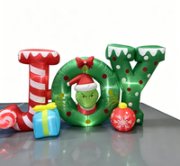 Panneau gonflable de Noël de 2,4 m de long, imperméable, avec inscription 'JOY' et Grinch