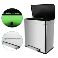 Poubelle de tri à deux compartiments recyclable en acier inoxydable de 13.2 gallons