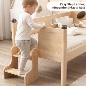 Новая популярная детская кровать в форме панды с лестницей, экологичная деревянная кроватка для малышей, безопасная, с трехсторонними защитными бортиками. - Product Image 3