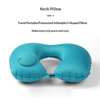 Oreiller de voyage gonflable en U pour le cou, en soie de lait respirante, gonflage facile par pression, rangement compact, pour avion, adulte