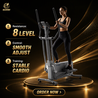 Machine elliptique manuelle magnétique pliable en acier pour la maison, gain de place, 8 niveaux de résistance, volant d'inertie de 6 kg, capacité de 135 kg, LED