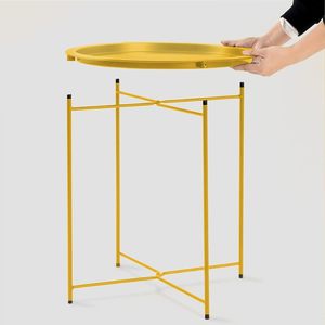 Personalizzato giallo metallo tavolo rotondo pieghevole accanto al <span class=keywords><strong>divano</strong></span> merenda <span class=keywords><strong>tavolino</strong></span> per soggiorno e camera da letto <span class=keywords><strong>tavolino</strong></span> laterale - Product Image 5