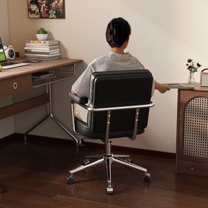 <span class=keywords><strong>Silla</strong></span> de <span class=keywords><strong>Escritorio</strong></span> para Computadora, para Dormitorio de <span class=keywords><strong>Niñas</strong></span>, con Marco de Acero Negro, Estilo Americano, Ergonómica, Giratoria, con Respaldo Reclinable y Ajustable en Altura - Product Image 4