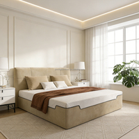 Lit de luxe haut de gamme en tissu chenille, avec sommier en mousse compressée sous vide, sans cadre, tailles Queen et King, double.