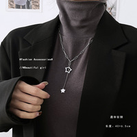 KISSWIFE kalung sambungan mutiara lapisan ganda perak baja tahan karat Punk kalung liontin salib hati wajah tersenyum rantai Sweater pria wanita