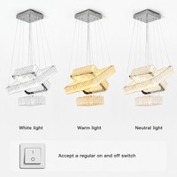 Lustres et suspensions pour la maison, le salon, la salle à manger, l'hôtel, décoration de plafond, hauteur réglable, cristal carré