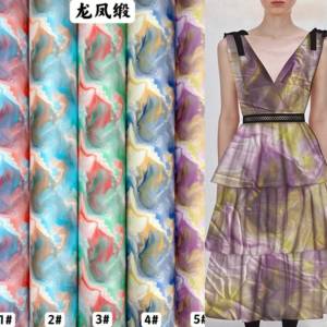 Nouvelle arrivée 2026, robe de pyjama en satin pour femmes, <span class=keywords><strong>dragon</strong></span> et phénix, tissu en polyester, satin extensible, tissu lisse à l'<span class=keywords><strong>aquarelle</strong></span> - Product Image 1