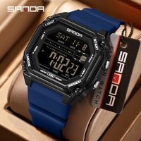 Jam Tangan Olahraga Klasik SANDA 6327 Pria Multifungsi Alarm Tahan Air Jam Tangan Digital LED Tahan Air untuk Pria