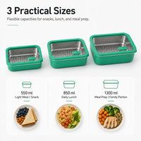 Boîte à bento de pique-nique en gros, boîte à lunch en acier inoxydable de qualité alimentaire, boîte à lunch coréenne en acier inoxydable avec couvercle hermétique