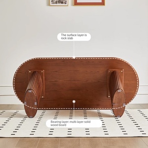 Set di <span class=keywords><strong>tavolo</strong></span> da pranzo in pietra sinterizzata retrò 6 posti mobili <span class=keywords><strong>per</strong></span> sala da pranzo <span class=keywords><strong>rettangolare</strong></span> legno massello legno frassino ovale <span class=keywords><strong>tavolo</strong></span> da pranzo e sedia - Product Image 5