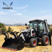 Chargeuse-pelleteuse NIMBUS avec bras de terrassement télescopique arrière, déplacement latéral hydraulique, facile à utiliser, pour travaux de chantier