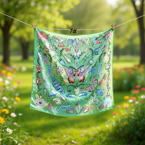 Foulard quadrato con farfalle 70x70cm in seta stampata per donna, accessorio moda - Product Image 2