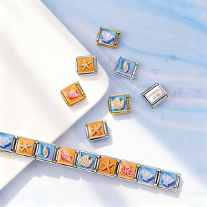Bracciale Modulare in Acciaio Inossidabile con Charm Italiani da 9mm, Tema Oceano, Spiaggia, Conchiglie e Stelle Marine, Accessori Fai-da-Te per Gioielli - Product Image 4