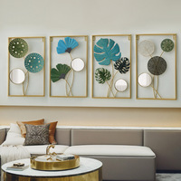 Décoration murale en métal de luxe en forme de feuille pour salon, véranda, fond de canapé ou télévision