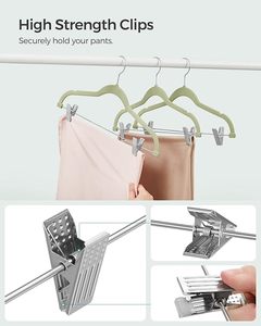 Plastic Velvet Pants & Skirt Hangers with Adjustable Clips <b>Heavy</b>-<b>Duty</b> Non-Slip Hangers for Wardrobe - Product Image 6