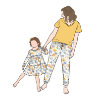 Robe pour fille à manches longues Little Glow Kids Custom Boutique, imprimé floral, design maman et moi, ensemble assorti pour la famille