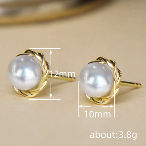 Orecchini a Perno Stile Geometrico con Perle per Donne, Gioielli Eleganti e alla Moda - Product Image 4