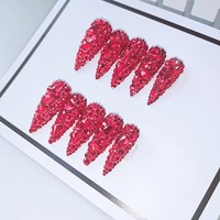Design 100 Collection Haute Qualité 10pcs Press-On French Square Faux Ongles Luxe Fait à la Main Gel Acrylique pour Doigts Art Fait à la Main