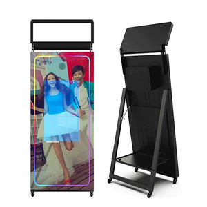 Ensemble de photomaton miroir magique, photos ovales en ligne, stand de presse, zone tunnel, cabine, ballons, numérique complet, cœur magique - Product Image 3