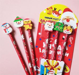 ชุดดินสอไม้สีแดงน่ารักพร้อมยางลบ ของขวัญคริสต์มาสสำหรับเด็ก ของใช้เครื่องเขียนลายการ์ตูนสวยงาม โปรโมชั่นจากซัพพลายเออร์ - Product Image 3