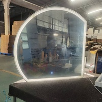 Miroir de salle de bain LED avec lumière et ventilateur, design irrégulier, 1/4 de cercle, sans cadre, miroir LED intelligent