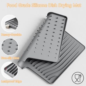 Große Silikon-Trockenmatte mit Aufhängeloch, Rechteckige Spülbecken-Abtropfmatte, Rutschfeste Hitzebeständige Abtropfmatte für Küchentisch und Arbeitsplatte - Product Image 4