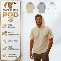 Sweat-shirts à manches courtes personnalisés pour hommes, mélange viscose, polyester, élasthanne, vêtements d'été légers, t-shirt à capuche décontracté pour hommes POD