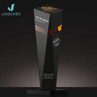 Coupe créative de trophée de cristal noir personnalisé pour souvenir de médaille d'honneur de Noël d'employé exceptionnel d'entreprise avec gravure