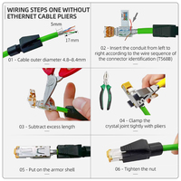 Kabel Ethernet Merah/Kuning RJ45 Tanpa Crimp 4 8 Pin Logam Plastik Cat5e Cat6 Konektor Profinet Penembus