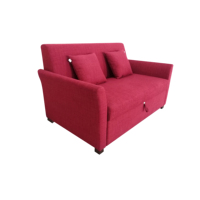 Sofá Cama Convertible de Dos Plazas, Moderno y Cómodo, para Sala de Estar, Tapizado en Tela Roja, con Almacenamiento Oculto