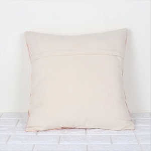 Housse de coussin tuftée à la main, texture Crewel, style bohème, ivoire et orange, avec pompons, motif uni, fermeture éclair, pour la maison et l'hôtel - Product Image 4